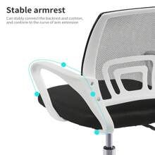 CLIPOP Office Chair Ergonomic Mesh Desk Chair, Executive Chair With Lumbar Support, Armrest, Height Adjustable, 360° Swivel, Computer Chair Work Chair For Home Office - White - View 6