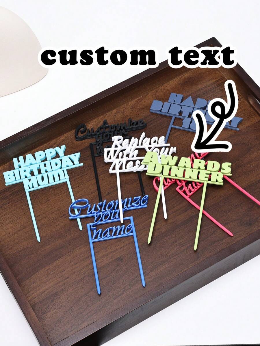 1 pieza Decoración personalizable para tarta de cumpleaños impresa en 3D, Adorno de tarta con "Feliz Cumpleaños" brillante personalizado, Color, nombre y edad personalizables, Tarjeta de cumpleaños, Regalo del Día del Niño, Regalo de cumpleaños, Navidad, Acción de Gracias - multicolor - Ver 1