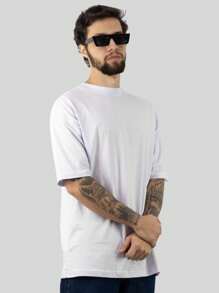 Kit 4 Men's Oversized Premium Streetwear Basic Wide T-Shirt 100% Cotton Thick Collar - 彩色 - 查看 3
