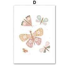 1pc Tranh treo tường phòng bé gái hình con bướm Canvas Tranh in áp phích cầu vồng Bắc Âu Tranh hoạt hình Phòng bé Trang trí không có khung - Nhiều màu - Xem 18