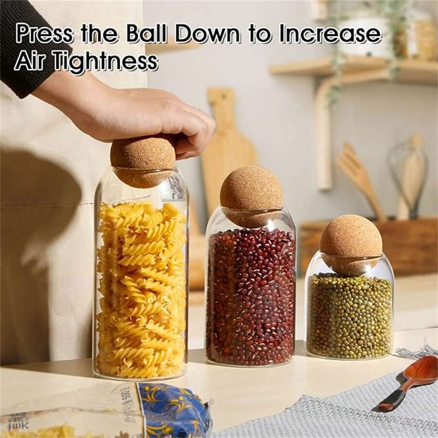 Creative Cork Sealed Glass Bottle Spherical Jar Storage Container For