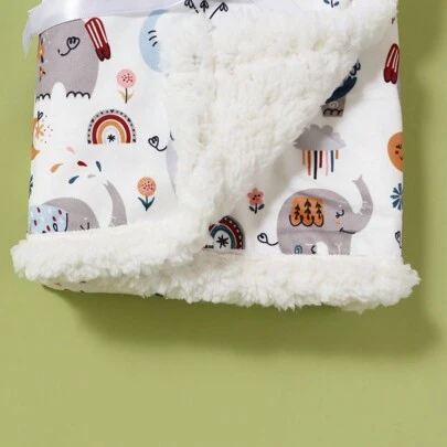 1pc Infant Geometric Print Soft & Comfortable Stroller Blanket, All Season