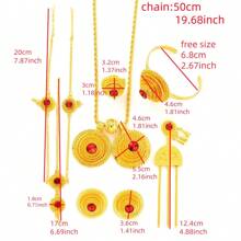 6pcs/Set Golden Color Multi-Layer Jewelry Set, Earrings, Rings, Necklace, Bracelet, Hair Chain, Hairpin, Party Gift - A - View 4