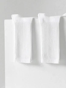 5 Pairs Women's Mid-Calf Socks, White, Casual Sports Socks (No Cardboard Included), Autumn/Winter - Multicolor - View 5