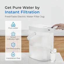 Waterdrop FreshTaste Electric Water Filter Jug, 4L Instant Water Filter Dispenser For Fridge, Reduce Chlorine, Lead, Copper, Purify, 1X Built-In Original Filter + 3X Additional Filters (Replacement Filter: WD-EDFS) - 白色 - 查看 2