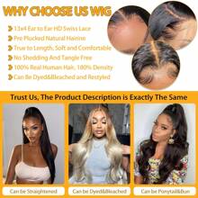 Tóc giả Body Wave Lace Front Tóc thật 13x4 HD Tóc giả ren trong suốt phía trước Tóc thật cho phụ nữ Tóc giả Brazil Virgin 180 Mật độ không keo Tóc thật được nhổ sẵn với tóc con Màu đen tự nhiên - màu đen - Xem 6