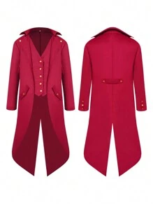 1 件新品 男士 中世纪 复古风格 服装 夹克 朋克 哥特式 燕尾服 斗篷 - 紅色 - 查看 12
