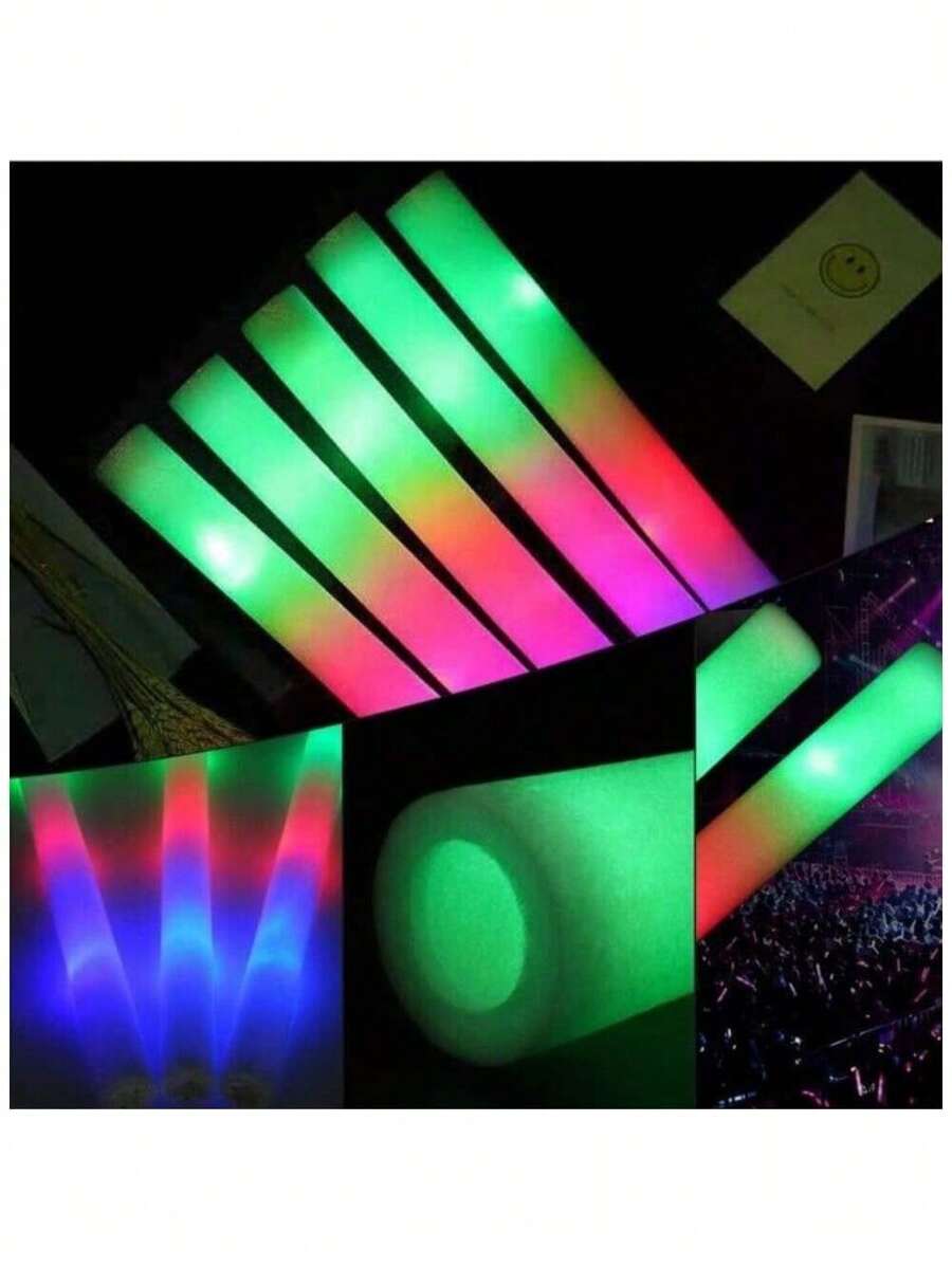 Premium LED Flashing Multicolor Glow Foam Sticks Light 100 Pack 3 Modes