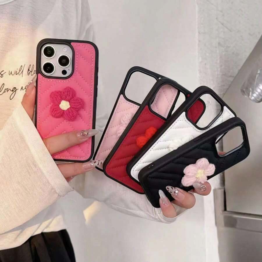 New Arrival Autumn Flower Quilted Phone Case Fits For IPhone 13/14/15