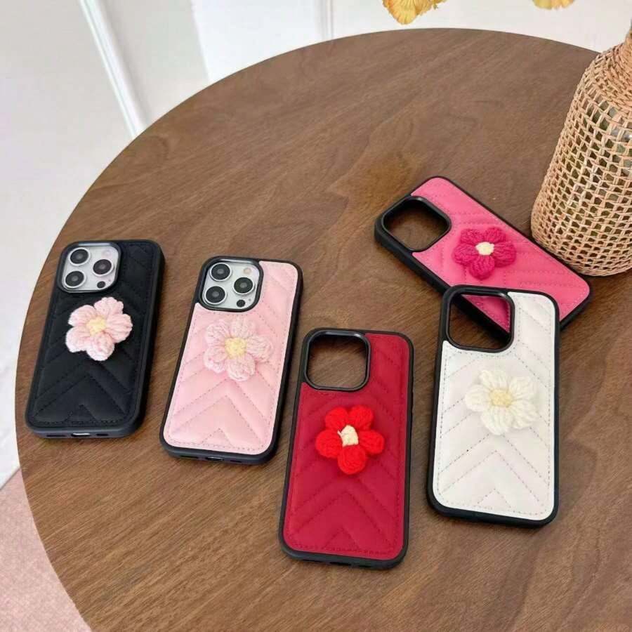 New Arrival Autumn Flower Quilted Phone Case Fits For IPhone 13/14/15