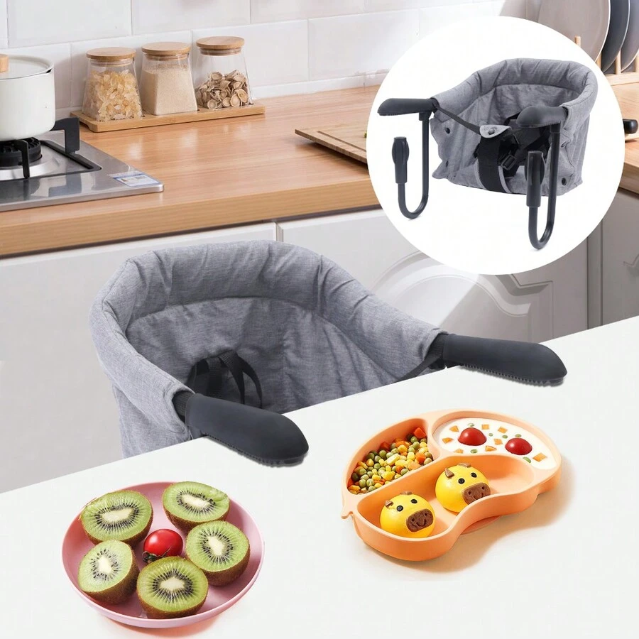 Portable FoldFlat Storage Feeding Seat Clip On High Chair Attach To