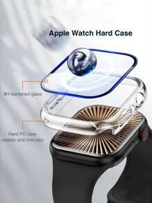 3 In 1 Case With Tempered Glass Screen Protector Compatible With Apple Watch Series 11/10/9/8/SE2/7/6/SE/5/4/3/2/1 49mm/46mm/42mm/45mm/44mm/41mm/40mm, Slim Guard Bumper Full Coverage Hard PC Protective Cover HD Ultra-Thin Cover Compatible With IWatch - Clear - View 3