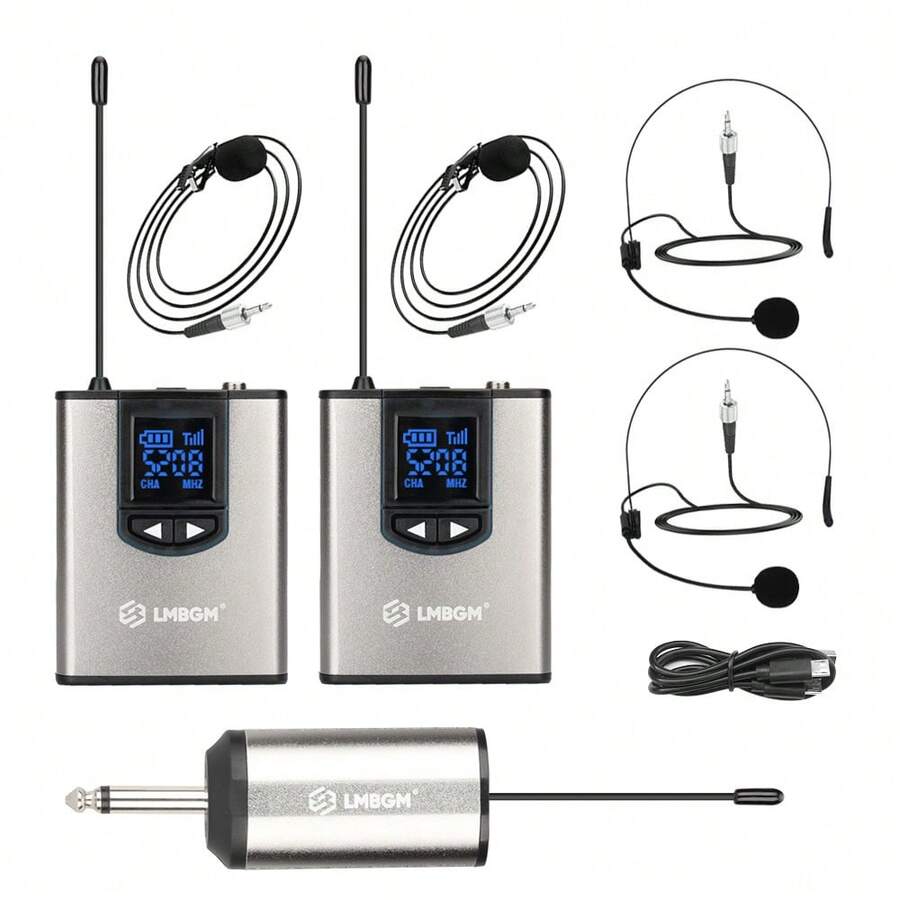 UHF Wireless Metal Bodypack Headset And Lavalier Wireless Microphone