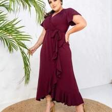 Cátia Longuete Dress Women's Evangelical Fashion - Màu Đỏ Sâu - Xem 1
