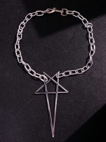 1 pieza de collar colgante de estrella de 5 puntas hueca, exagerada, con estilo retro de punk y hip hop para hombres, joyería para fiesta