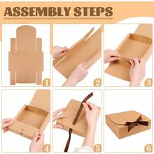 24 Geschenkboxen mit Deckel, Chostky präsentiert Geschenkboxen aus Kraftpapier mit Deckel, Schleifen und Bändern, Geschenkverpackungsboxen für Partys, Geburtstage, Hochzeiten (Weiß + Pink) für Schule und Schlafsäle zum Aufbewahren