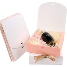 24 Geschenkboxen mit Deckel, Chostky präsentiert Geschenkboxen aus Kraftpapier mit Deckel, Schleifen und Bändern, Geschenkverpackungsboxen für Partys, Geburtstage, Hochzeiten (Weiß + Pink) für Schule und Schlafsäle zum Aufbewahren