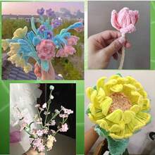 Value Pack 100/120/800 Pcs Macaroon DIY Pipe Cleaner Projects, Pipe Cleaners+Green Floral Stem Wire, 7 Colors Multi-Color 11.81*0.6 Chenille Stems, Pipe Cleaners Stems For Art And Craft Projects Creative DIY Decorations, Educational Crafts For Every, Pipe Cleaner Sculpture Ideas, Seasonal Pipe Cleaner Crafts, Best Chenille Stems For Crafting, Creative Uses For Chenille Stems ﻿