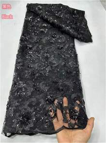 皇家蓝色亮片薄纱蕾丝面料 2025 高品质非洲瑞士薄纱刺绣网眼蕾丝 5 码/1 码用于缝制婚纱派对礼服面料