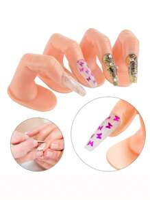 Juego de 10 piezas de dedos de manicura de práctica con uñas postizas para entrenamiento, para arte de uñas acrílicas y de gel, decoración de exhibición de manos para principiantes de arte de uñas y artistas de salón