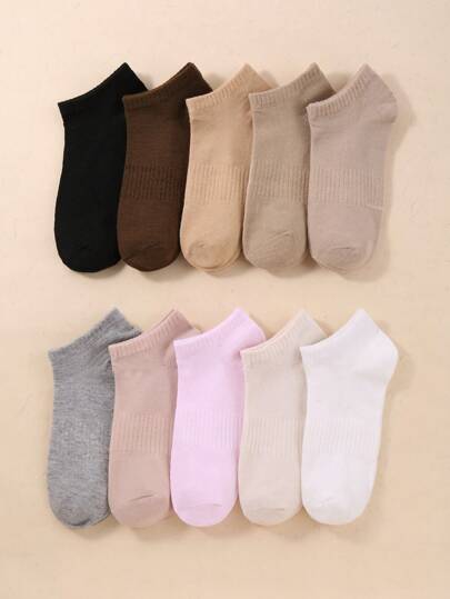10 pares de calcetines tobilleros esenciales para viaje de mujer, suaves y ligeros, calcetines tobilleros a juego, medias y lencería de mujer