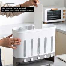 OUKANING Dry Food Dispenser Container With 5 Partitions Kitchen Rice Storage Barrels - White - View 2