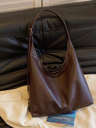 复古大容量柔软纯色女士单肩包，百搭斜挎包，手提包，女士流浪汉单肩包，大容量单肩斜挎包，手提包，休闲工作包