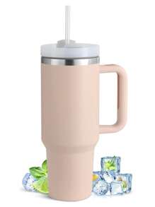 1 Stück 40 Oz Becher mit Griff und Strohhalm Deckel, Edelstahl isolierter Wasserbehälter, Reisebecher