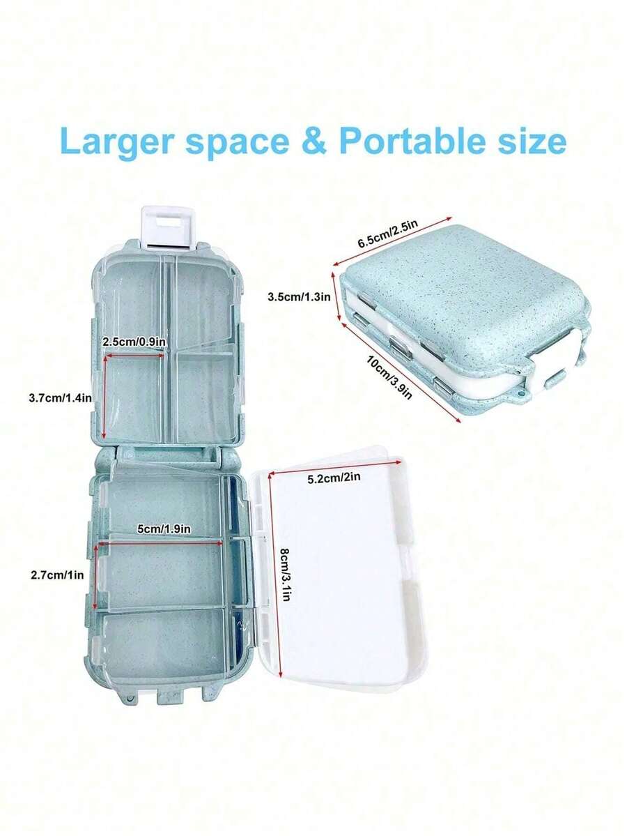 8Grid Portable Sealed Medicine Box, Travel Outdoor First Aid Drug