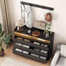 Living Room Sideboard Storage Cabinet,Drawer Cabinet - màu đen - Xem 4