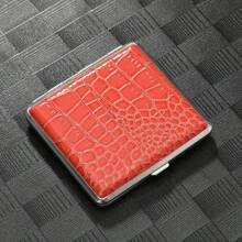 1 Porta sigarette in pelle da uomo con fantasia a grana di pelle, contenitore compatto in metallo da 20 sigarette, regalo di accessori per fumare creativo e alla moda