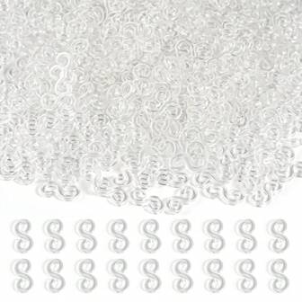 200/600pcs S-Shape Rubber Band Clips, Plastic Clip Connectors Replacement Parts For Loom Rubber Bands Bracelet DIY Making Accessory Kit