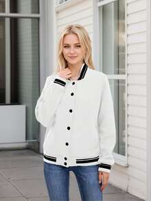 Multicolor Women's Quilted Baseball Jacket – Stylish And Versatile Outerwear For Fashion-Forward Women - 白色 - 查看 3