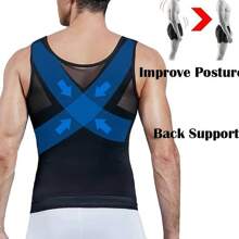 Men's Shapewear Vest Tank Top Tummy Control Body Shaper Chest Compression Shirt To Hide Gynecomastia Moobs Underwear Undershirts - 黑色 - 查看 3