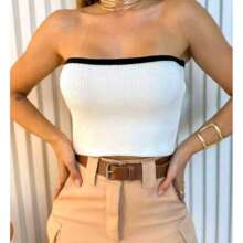 Cropped Strapless Two-Tone Ribana Top – The Summer Trend! - 白色 - 查看 1