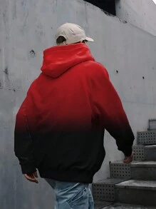 3D 数码印花大码男式数码休闲运动衫，正面带抽绳，全印花设计 - 紅色 - 查看 2