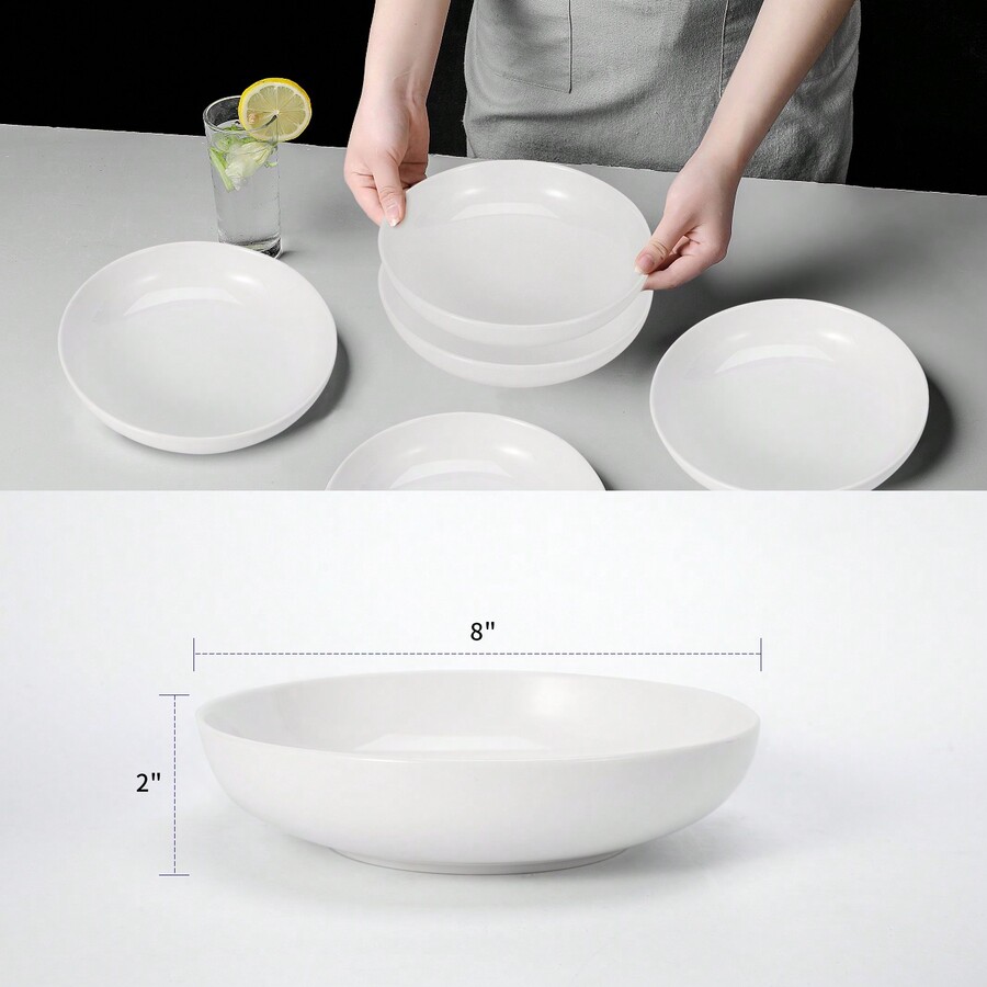 4Pack 22oz Porcelain Pasta Bowls Large Wide And Shallow Salad & Soup