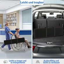 VA-Cerulean 2 Pieces Aluminum Access Ramp, 4FT/ 5FT/ 6FT/ 7FT, Telescopic Ramps For Wheelchairs, Wheelchair Ramp For Stairs Up To 300 Kg Load Capacity 75.5-122cm Adjustable Telescopic Ramp - 黑色 - 查看 2
