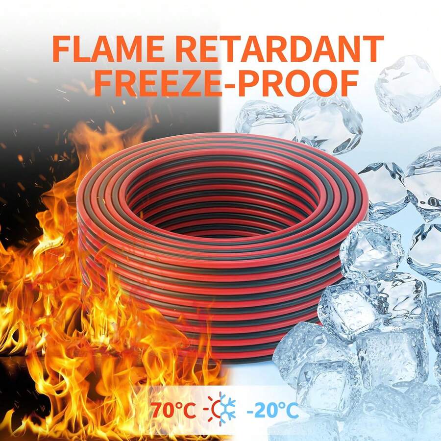 12/14/16/18 Gauge 2Conductor Wire, Red And Black Copper Clad Aluminum