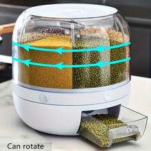 1 Large Capacity Rotating Grain Storage Box - Moisture-Proof, Insect Proof Sealed Container, Suitable For Rice, Grains, Grains, Flour, And Pet Food - Transparent Multi Compartment Design For Easy Access And Freshness - Perfect For Kitchens, Food Storage Rooms, Camping, And Picnics - 彩色 - 查看 4