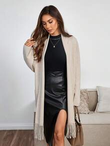 Áo khoác vest nữ màu trơn, giản dị, ấm áp cho mùa thu đông - Màu be - Xem 2