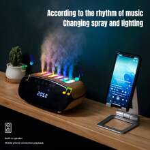Wireless Speaker & Alarm Clock Humidifier - Color-Changing Cool Mist Humidifier With Digital Clock, Remote, And Mood Lighting For Home, Office, And Bedroom