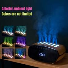 Wireless Speaker & Alarm Clock Humidifier - Color-Changing Cool Mist Humidifier With Digital Clock, Remote, And Mood Lighting For Home, Office, And Bedroom