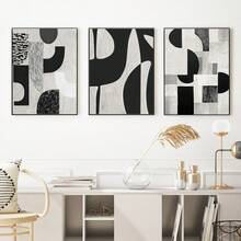 3 件/套带框黑白抽象帆布墙艺术，帆布海报印刷墙艺术适用于卧室、客厅和走廊，是家居装饰和房间装饰的理想礼物 - 海报、墙艺术、房间装饰用品 - 彩色 - 查看 10