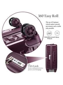Sea Choice Luggage Sets 3 Piece Hard Shell PC+ABS Durable Suitcases With Cosmetic Case Trolley Travel Suitcase - Purple - View 7