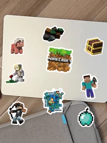 Microsoft 120 Pcs Mine Craft Officially Licensed Vinyl Stickers Containing Various Animal Characters Weapon Steve Creeper Ender Dragon Pickaxe Mug Luggage Phone Computer Skateboard Guitar Waterproof Decorations Storage Party DIY Supplies For Family Friends Gift Valentine Day