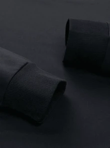 Men's Casual Daily Life Soft And Comfortable Suit, Autumn And Winter ,All-Match Simple Paris Pattern Printing, Black Round Neck Pullover Long Sleeve Sweatshirt Narrow Leg Pants Sweatpants Sweatshirt Suit 2 Pieces Set