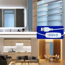 1 pezzo Striscia LED COB dimmerabile da 5V, con controller a tre pulsanti, la luminosità può essere regolata liberamente, la striscia può essere tagliata e incollata liberamente, adatta per armadietti, tavoli, comodini e altre decorazioni luminose.
