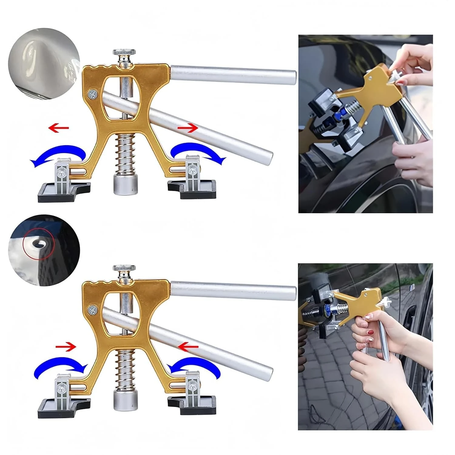 32Pcs Automotive PaintLess Dent Repair Kit With Gold Lifter, Suction