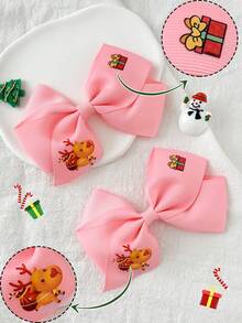 2 件盒装 4 英寸圣诞发饰女孩发饰时尚儿童女孩发饰带发夹适合圣诞节派对学校 - A - 查看 15